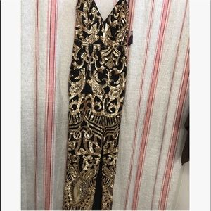 Gold Sequin Windsor Dress With Slit